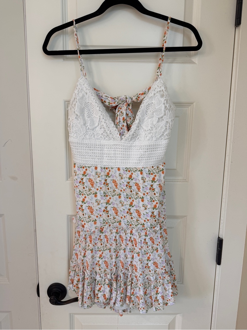 Justify White Dress with Orange and Green Floral Print